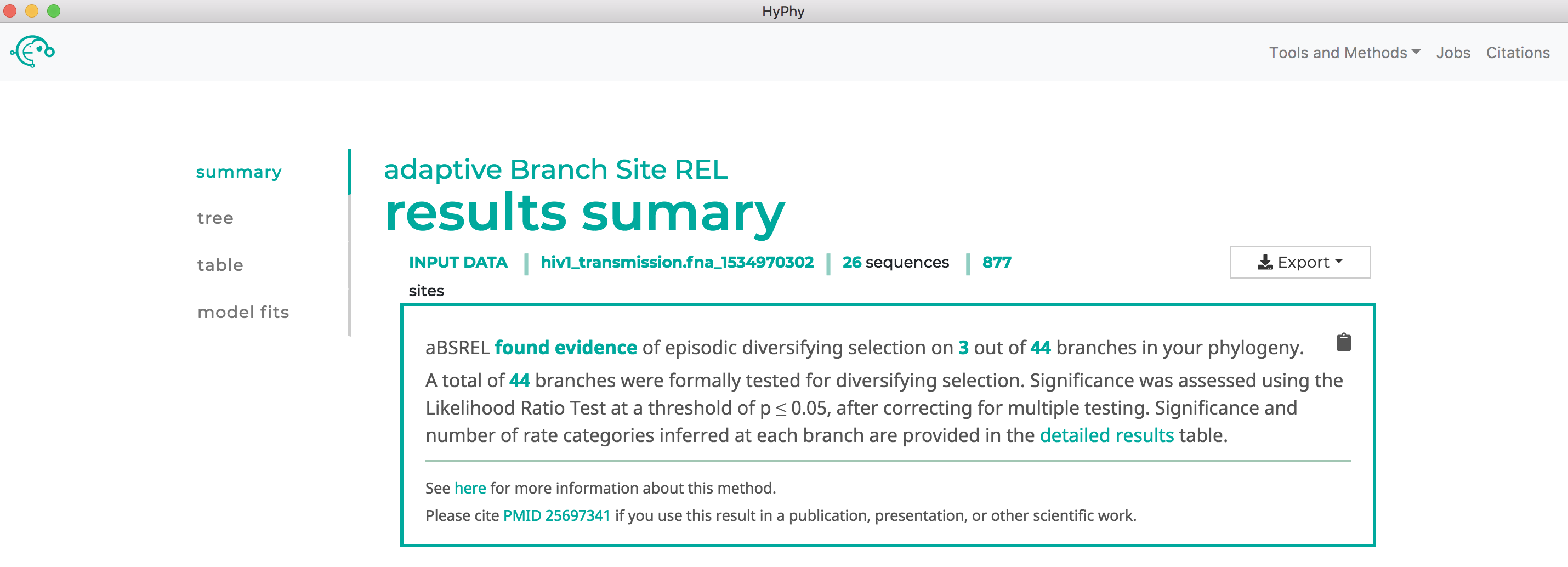 absrel results